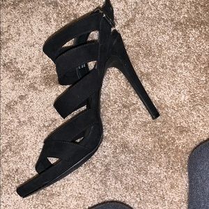 Black strapped heels